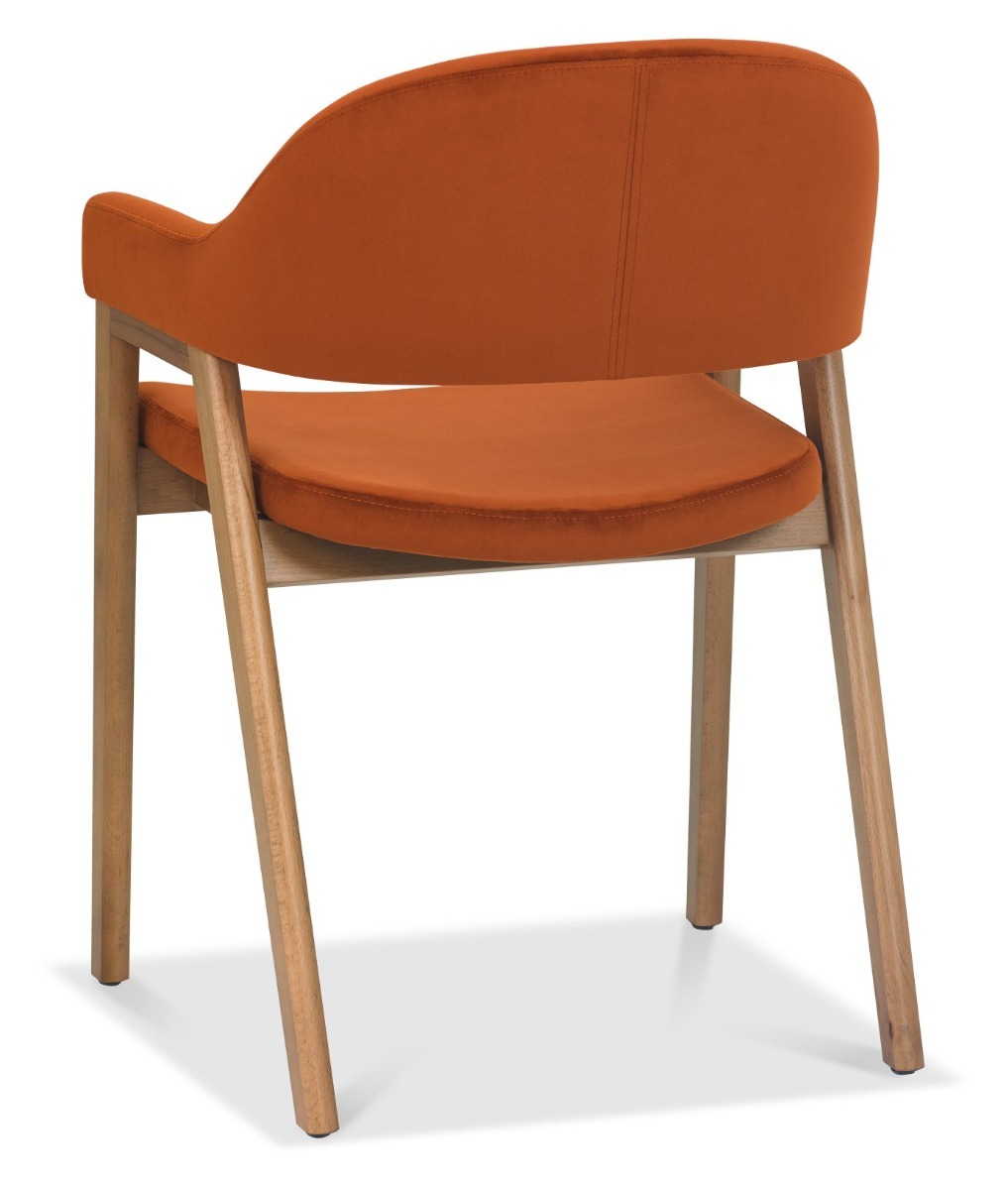 Camden Rustic Oak Upholstered Arm Chair in a Rust Velvet Fabric (Pair) by Bentley Designs | Style Our Home