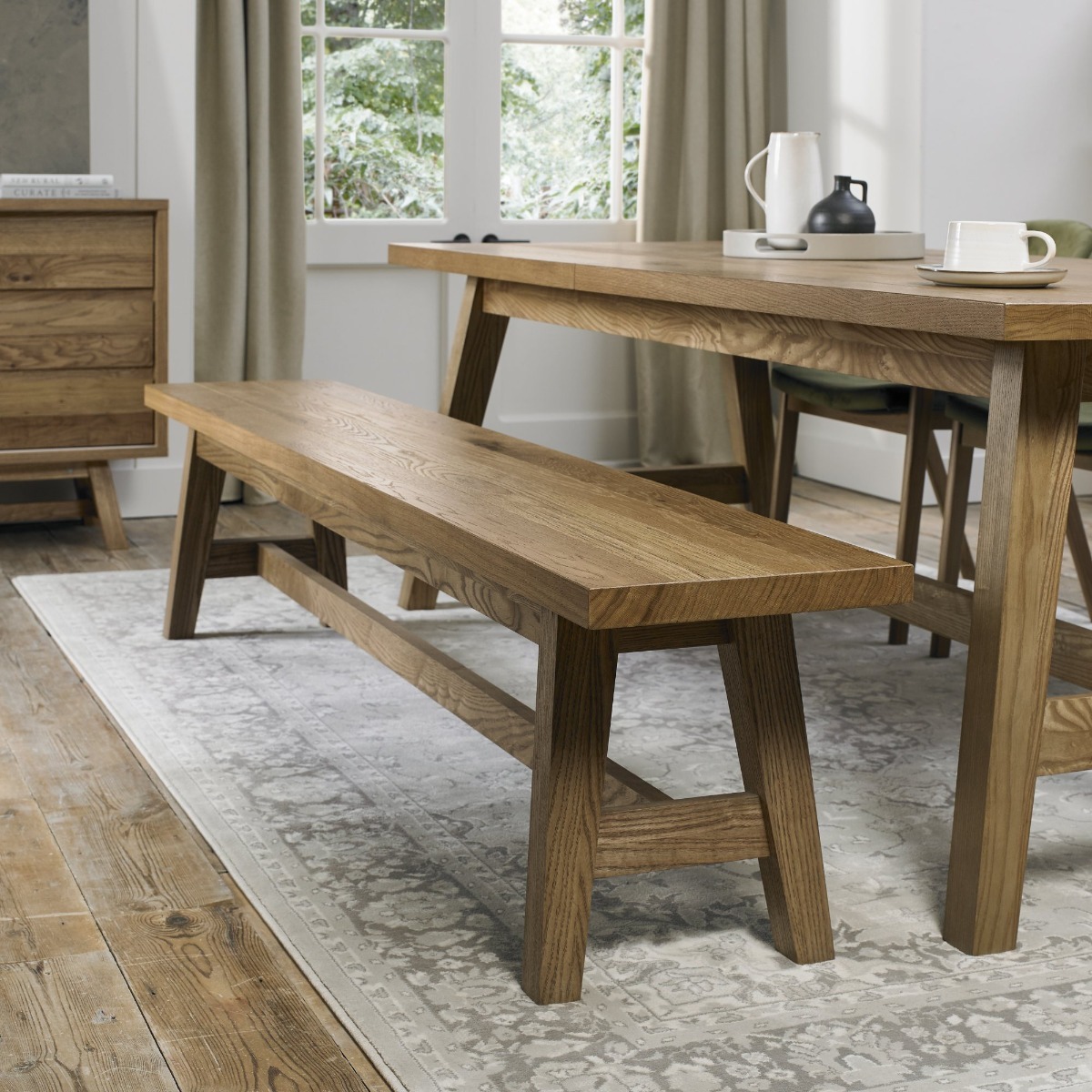 Camden Rustic Oak Large Bench by Bentley Designs | Style Our Home