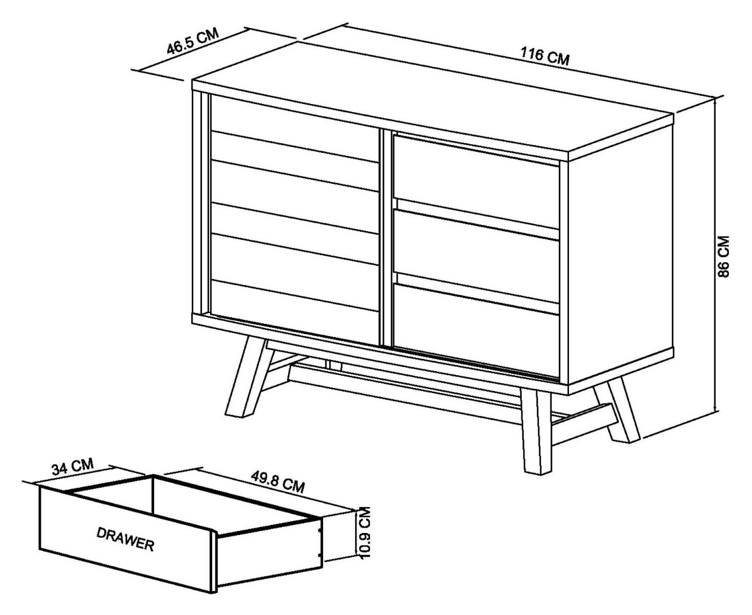 Camden Rustic Oak Narrow Sideboard by Bentley Designs | Style Our Home