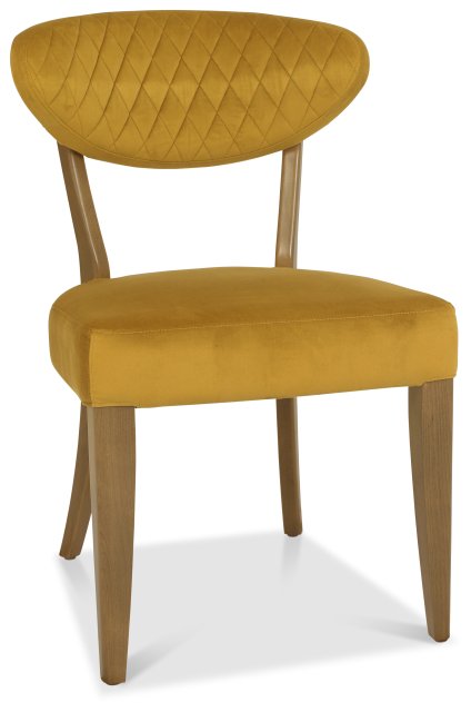 Ellipse Rustic Oak Upholstered Chair - Mustard Velvet Fabric (Pair) by Bentley Designs | Style Our Home