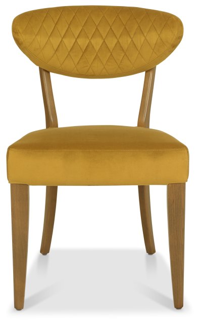 Ellipse Rustic Oak Upholstered Chair - Mustard Velvet Fabric (Pair) by Bentley Designs | Style Our Home