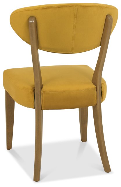 Ellipse Rustic Oak Upholstered Chair - Mustard Velvet Fabric (Pair) by Bentley Designs | Style Our Home