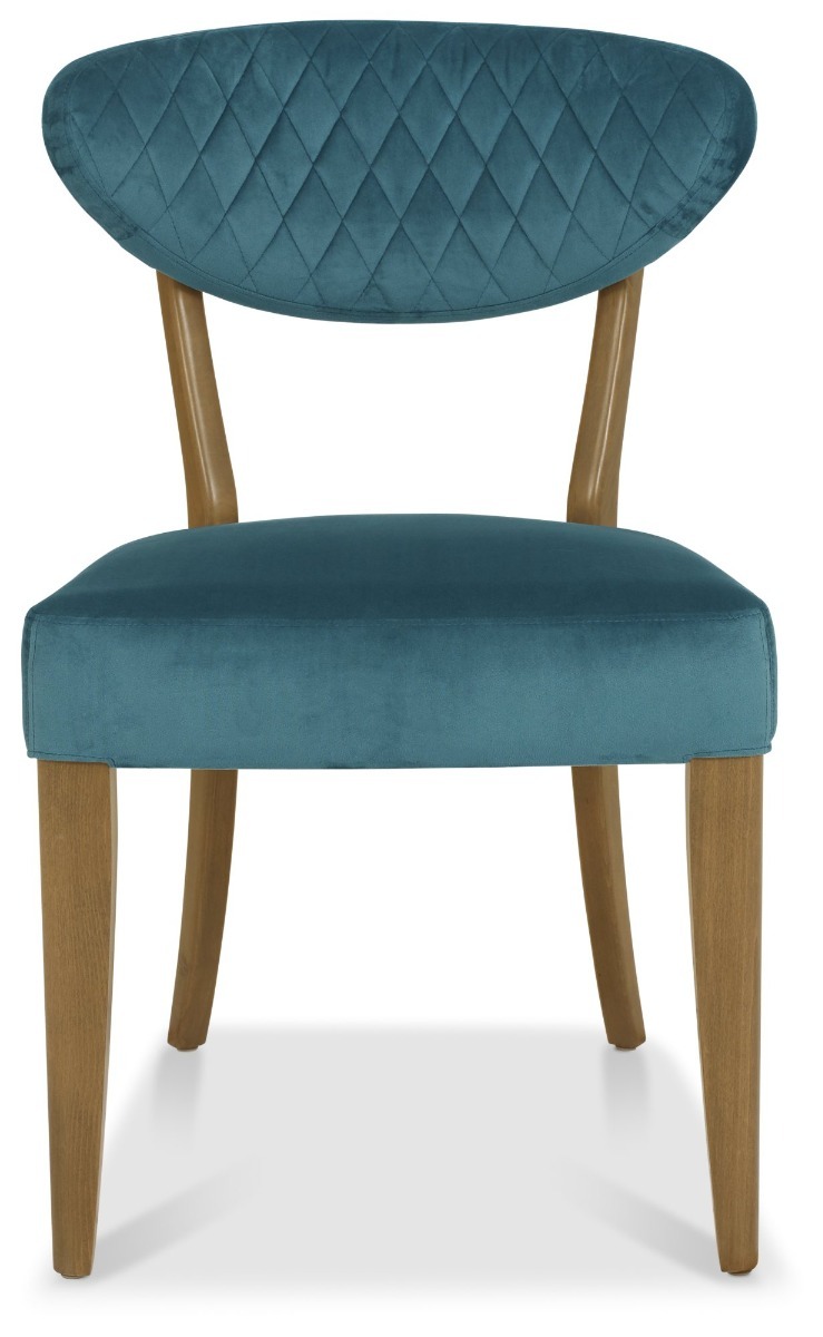 Ellipse Rustic Oak Upholstered Chair - Azure Velvet Fabric (Pair) by Bentley Designs | Style Our Home