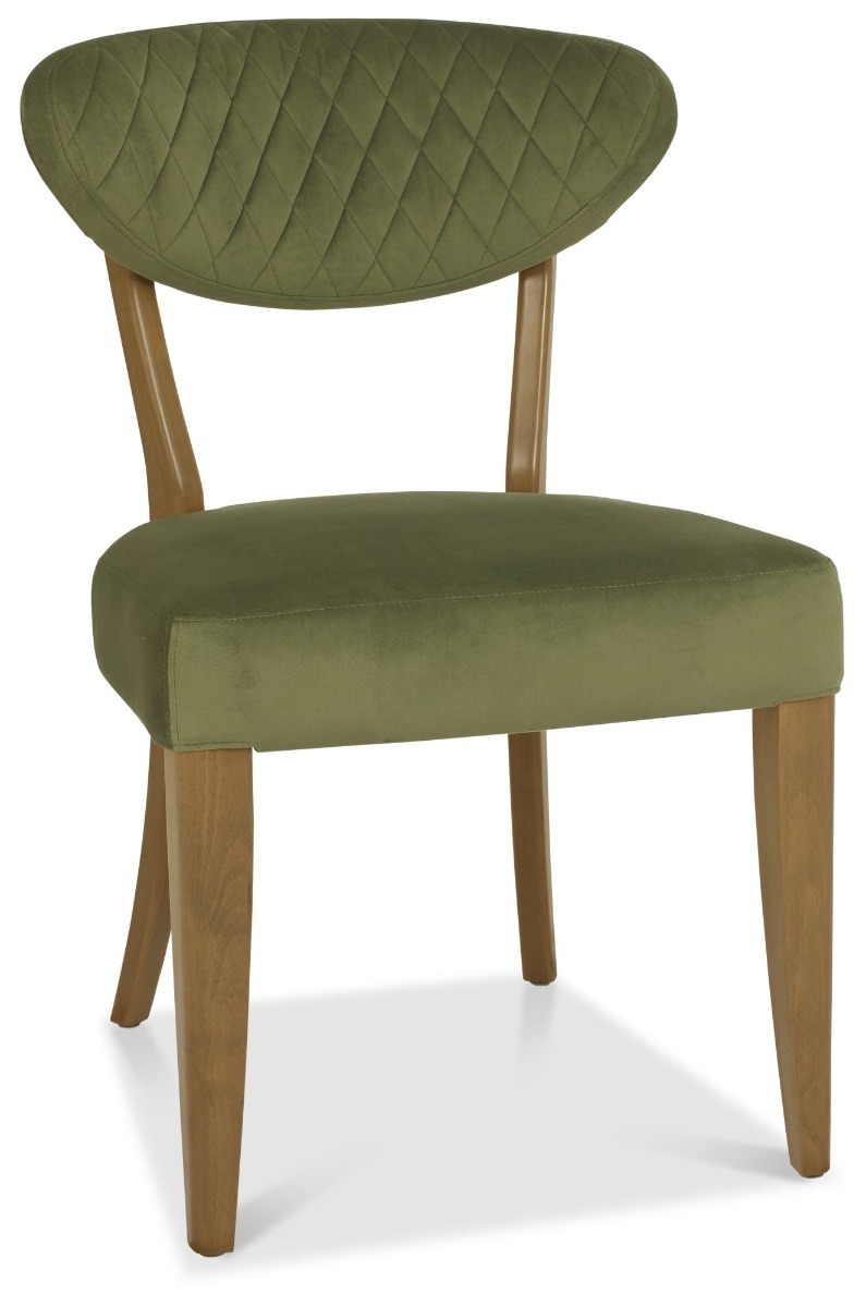 Ellipse Rustic Oak Upholstered Chair - Cedar Velvet Fabric (Pair) by Bentley Designs | Style Our Home