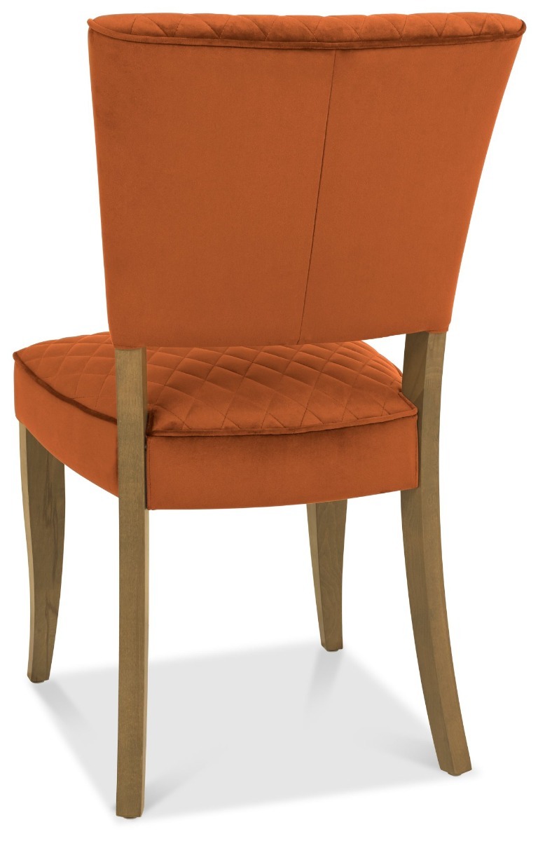 Logan Rustic Oak Upholstered Chair - Rust Velvet Fabric (Pair) by Bentley Designs | Style Our Home