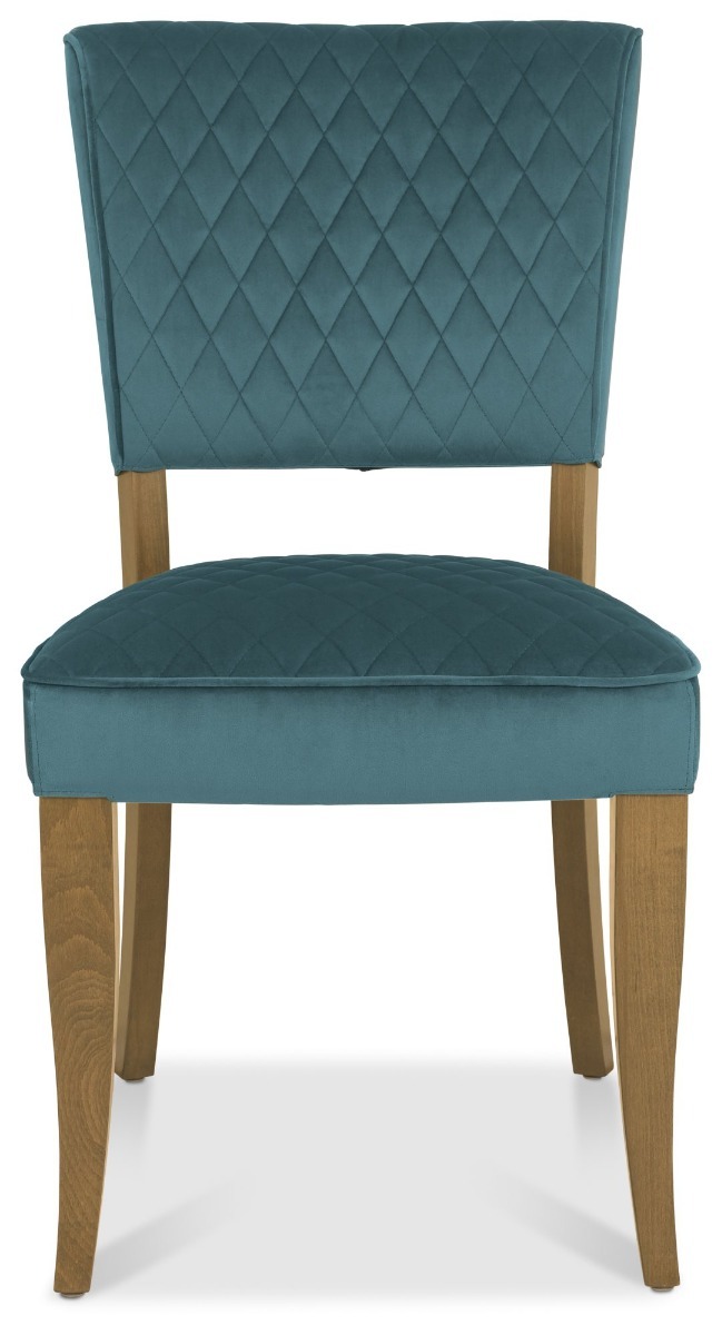 Logan Rustic Oak Upholstered Chair - Azure Velvet Fabric (Pair) by Bentley Designs | Style Our Home