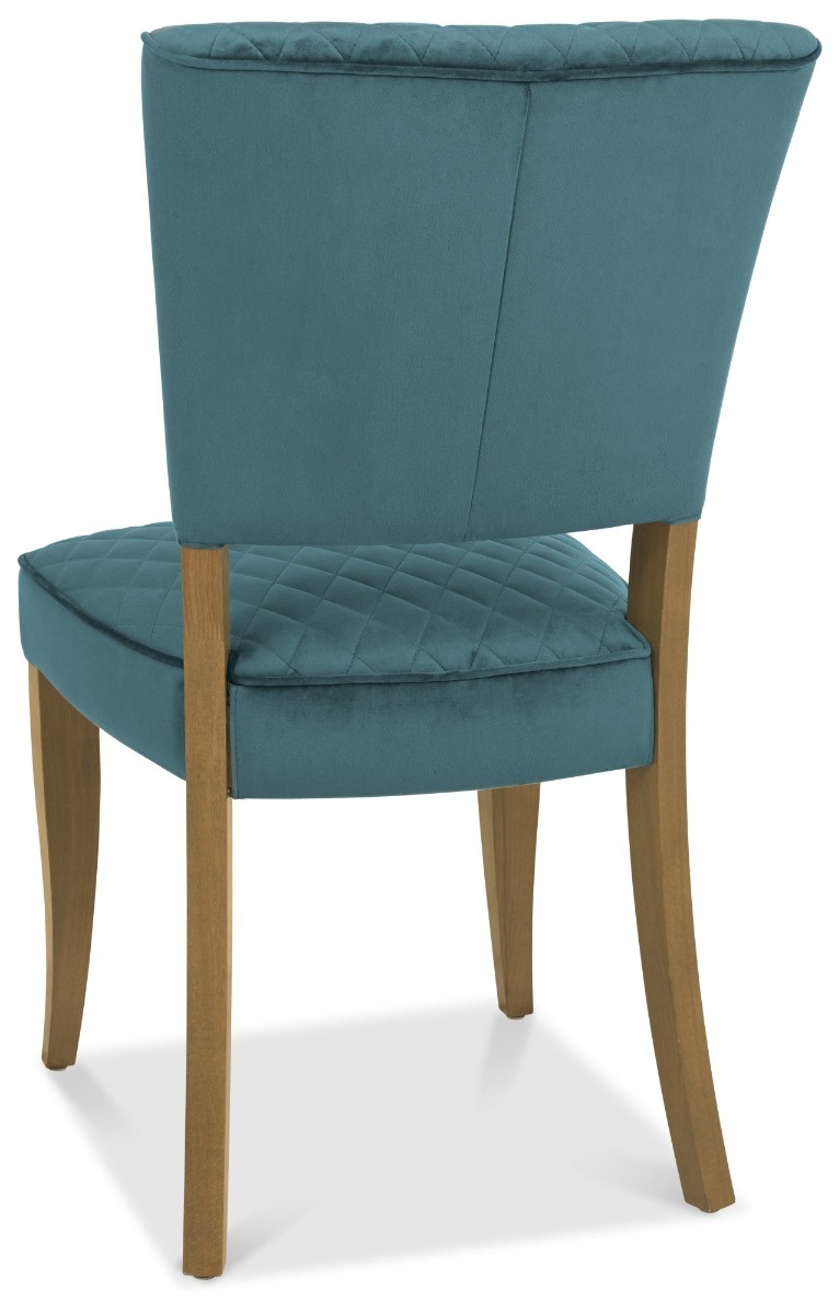 Logan Rustic Oak Upholstered Chair - Azure Velvet Fabric (Pair) by Bentley Designs | Style Our Home