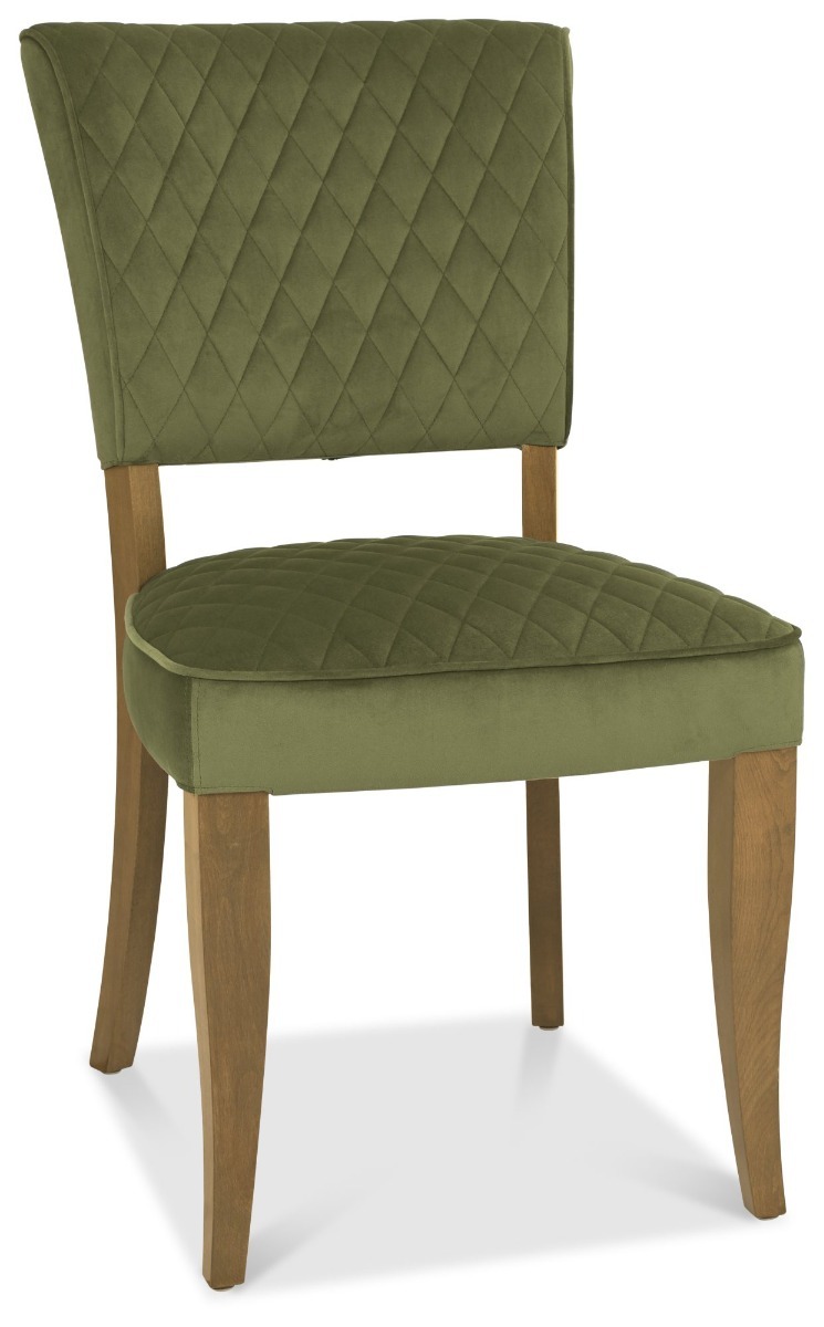 Logan Rustic Oak Upholstered Chair - Cedar Velvet Fabric (Pair) by Bentley Designs | Style Our Home