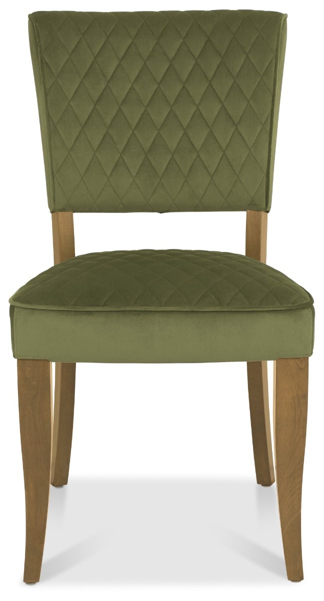 Logan Rustic Oak Upholstered Chair - Cedar Velvet Fabric (Pair) by Bentley Designs | Style Our Home