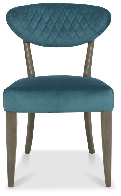 Ellipse Fumed Oak Upholstered Chair - Azure Velvet Fabric (Pair) by Bentley Designs | Style Our Home