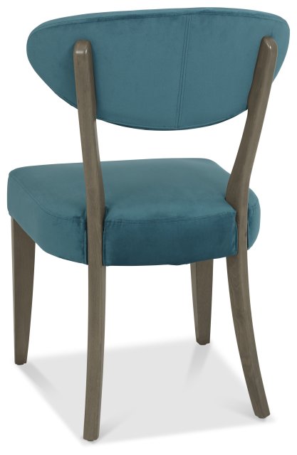 Ellipse Fumed Oak Upholstered Chair - Azure Velvet Fabric (Pair) by Bentley Designs | Style Our Home