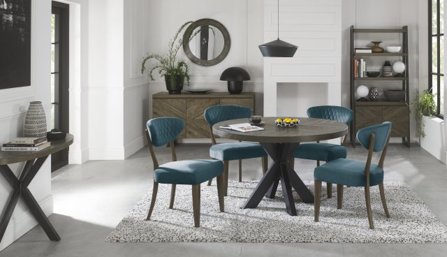 Ellipse Fumed Oak Upholstered Chair - Azure Velvet Fabric (Pair) by Bentley Designs | Style Our Home