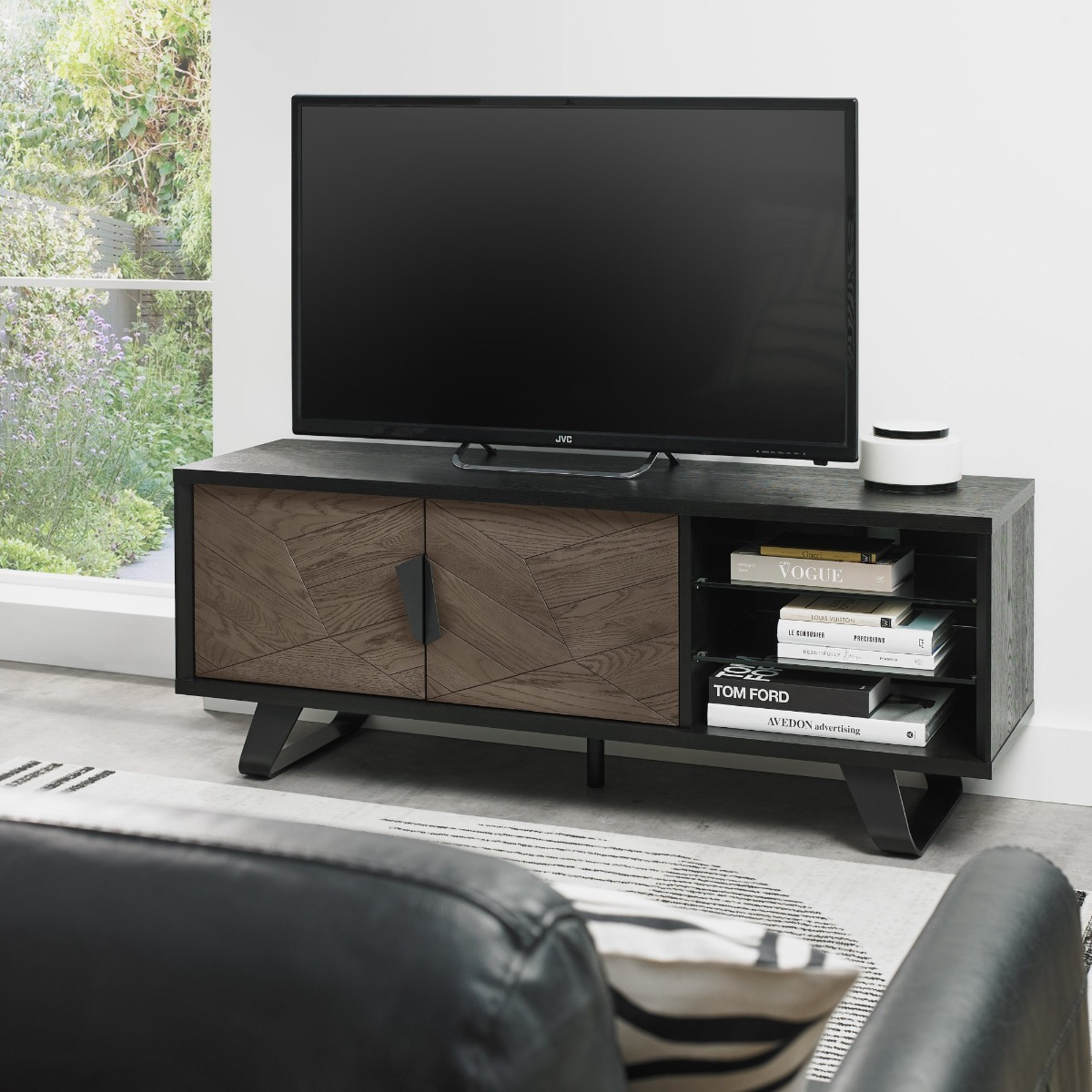 Emerson Weathered Oak & Peppercorn Entertainment Unit by Bentley Designs | Style Our Home
