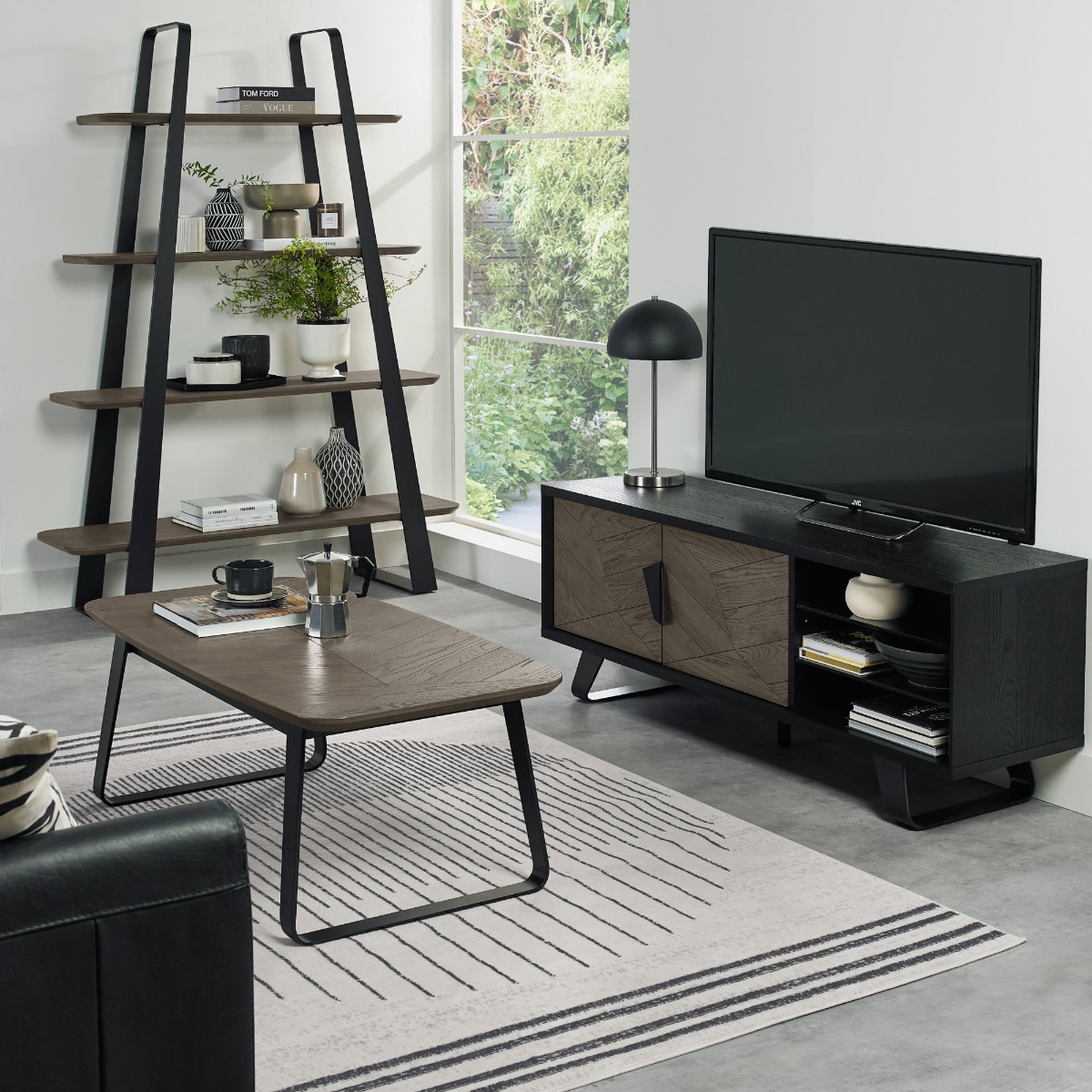 Emerson Weathered Oak & Peppercorn Entertainment Unit by Bentley Designs | Style Our Home
