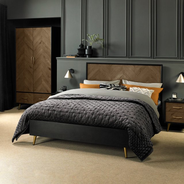 Sienna Fumed Oak & Peppercorn Panel Bedstead 135cm Double by Bentley Designs | Style Our Home