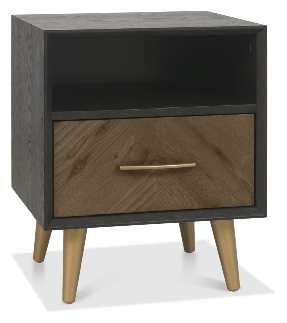 Sienna Fumed Oak & Peppercorn 1 Drawer Nightstand by Bentley Designs | Style Our Home