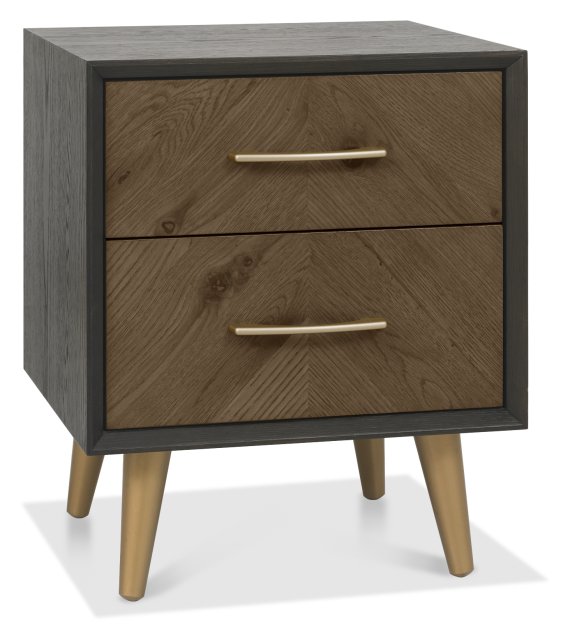 Sienna Fumed Oak & Peppercorn 2 Drawer Nightstand by Bentley Designs | Style Our Home