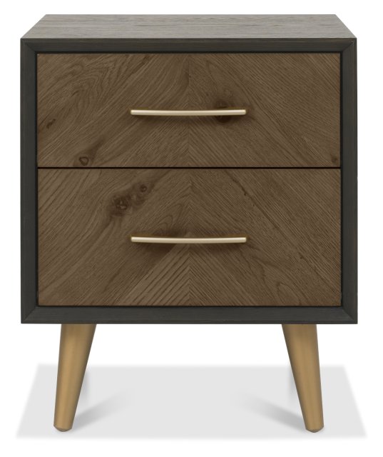 Sienna Fumed Oak & Peppercorn 2 Drawer Nightstand by Bentley Designs | Style Our Home