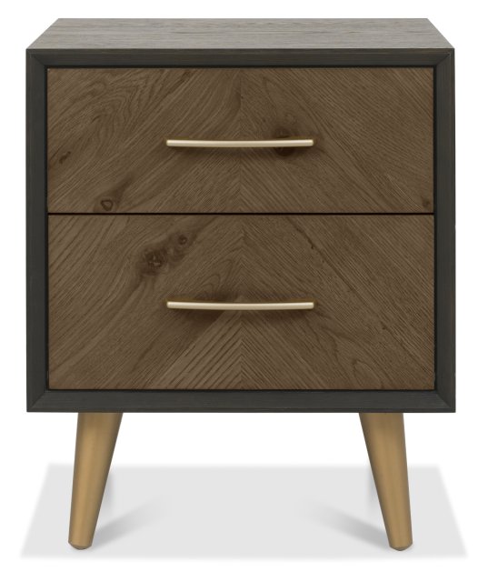 Sienna Fumed Oak & Peppercorn 2 Drawer Nightstand by Bentley Designs | Style Our Home