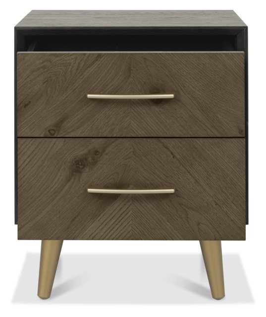 Sienna Fumed Oak & Peppercorn 2 Drawer Nightstand by Bentley Designs | Style Our Home