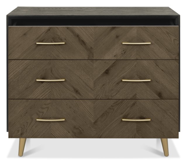 Sienna Fumed Oak & Peppercorn 3 Drawer Chest by Bentley Designs | Style Our Home