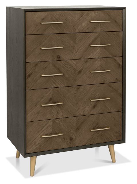 Sienna Fumed Oak & Peppercorn 5 Drawer Chest by Bentley Designs | Style Our Home