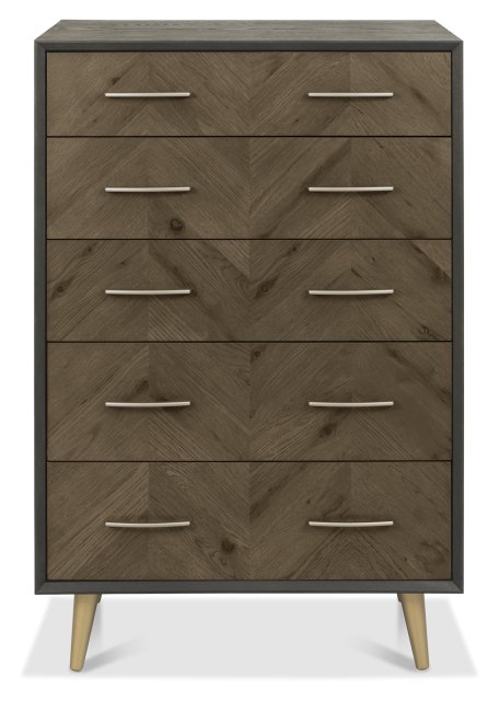 Sienna Fumed Oak & Peppercorn 5 Drawer Chest by Bentley Designs | Style Our Home