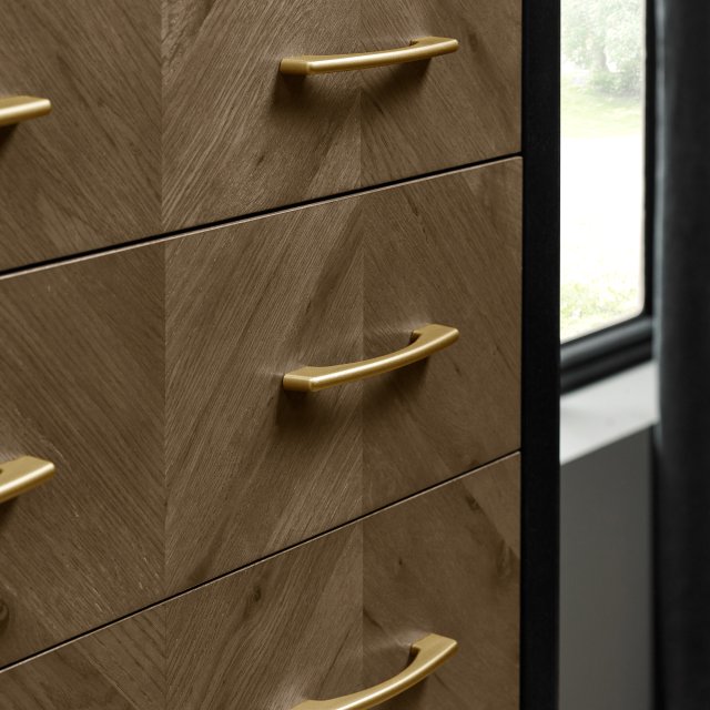 Sienna Fumed Oak & Peppercorn 5 Drawer Chest by Bentley Designs | Style Our Home