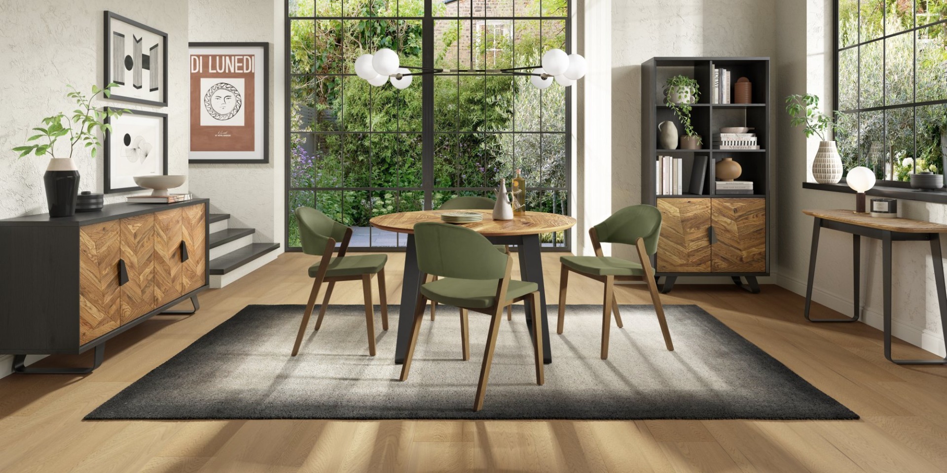 Emerson Rustic Oak & Peppercorn 4 Seater Circular Dining Table by Bentley Designs | Style Our Home
