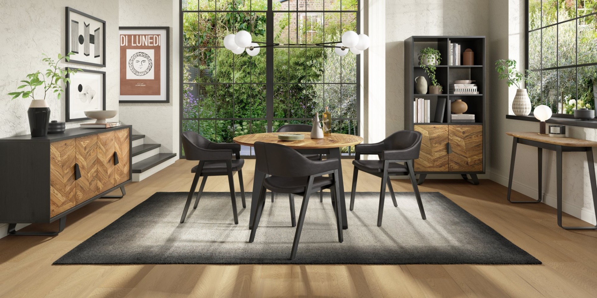 Emerson Rustic Oak & Peppercorn 4 Seater Circular Dining Table by Bentley Designs | Style Our Home
