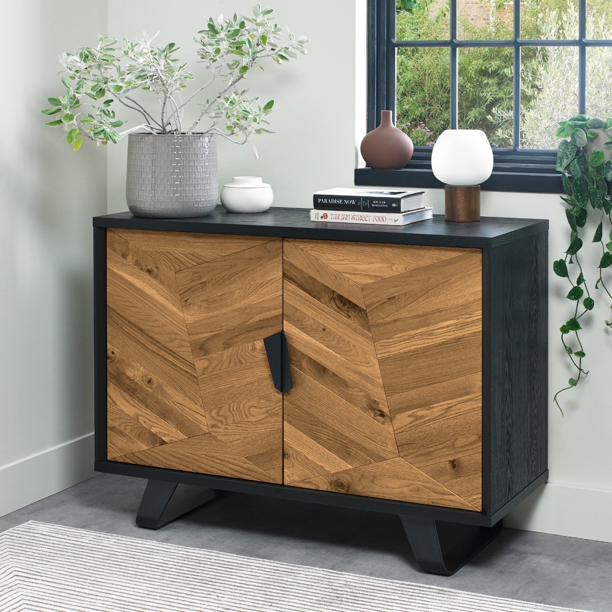 Emerson Rustic Oak & Peppercorn Narrow Sideboard by Bentley Designs | Style Our Home
