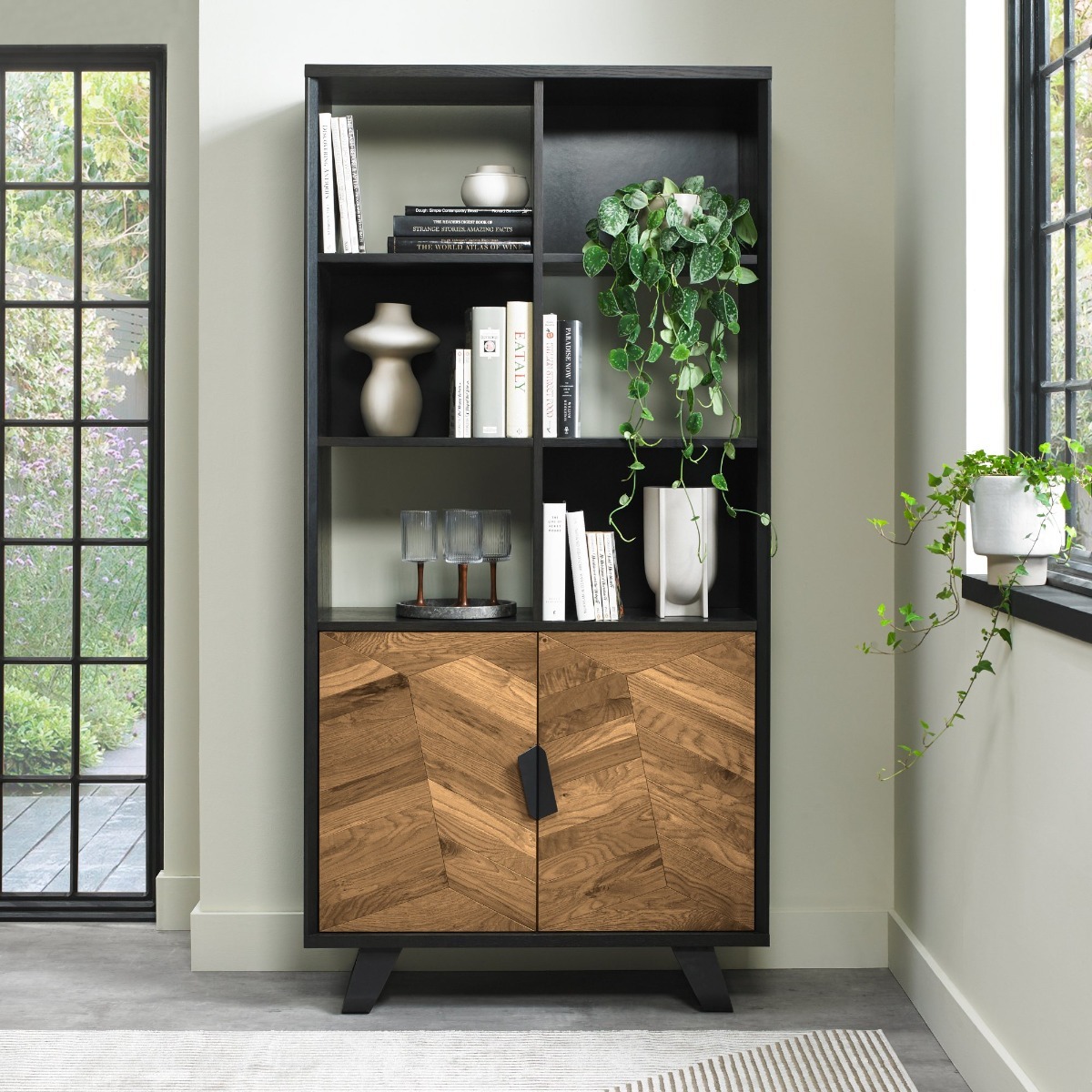 Emerson Rustic Oak & Peppercorn Display Cabinet by Bentley Designs | Style Our Home
