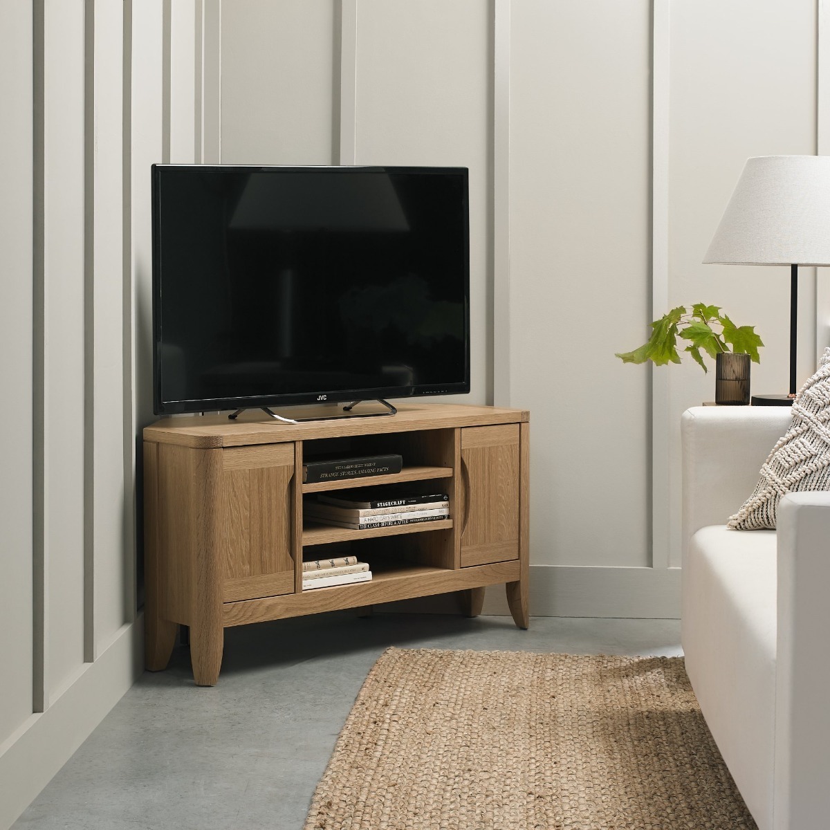 Chester Oak Corner Entertainment Unit by Bentley Designs | Style Our Home
