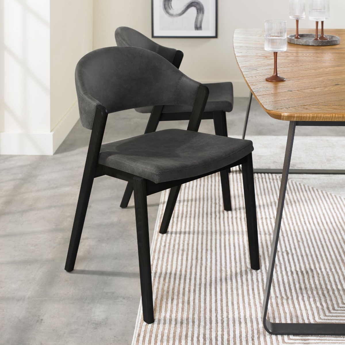 Camden Peppercorn Upholstered Chair in a Dark Grey Fabric (Pair) by Bentley Designs | Style Our Home