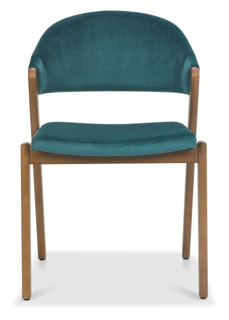 Camden Rustic Oak Upholstered Chair in an Azure Velvet Fabric (Pair) by Bentley Designs | Style Our Home