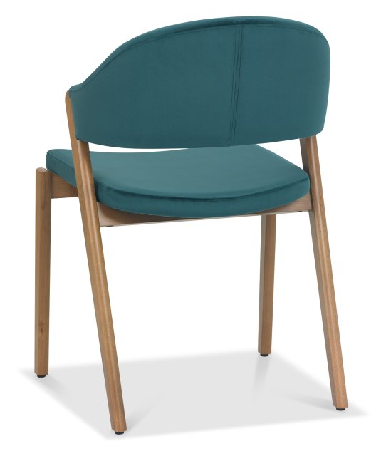 Camden Rustic Oak Upholstered Chair in an Azure Velvet Fabric (Pair) by Bentley Designs | Style Our Home