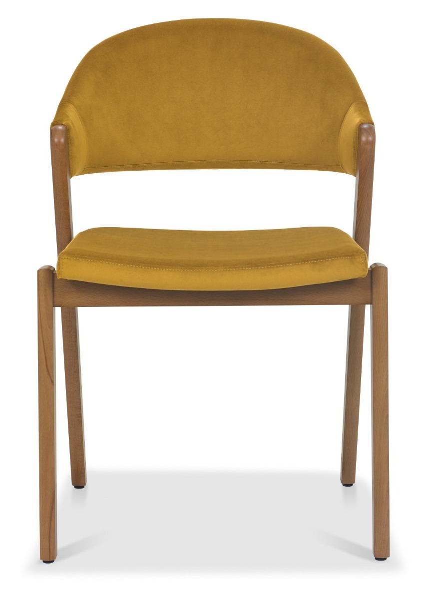 Camden Rustic Oak Upholstered Chair in a Mustard Velvet Fabric (Pair) by Bentley Designs | Style Our Home