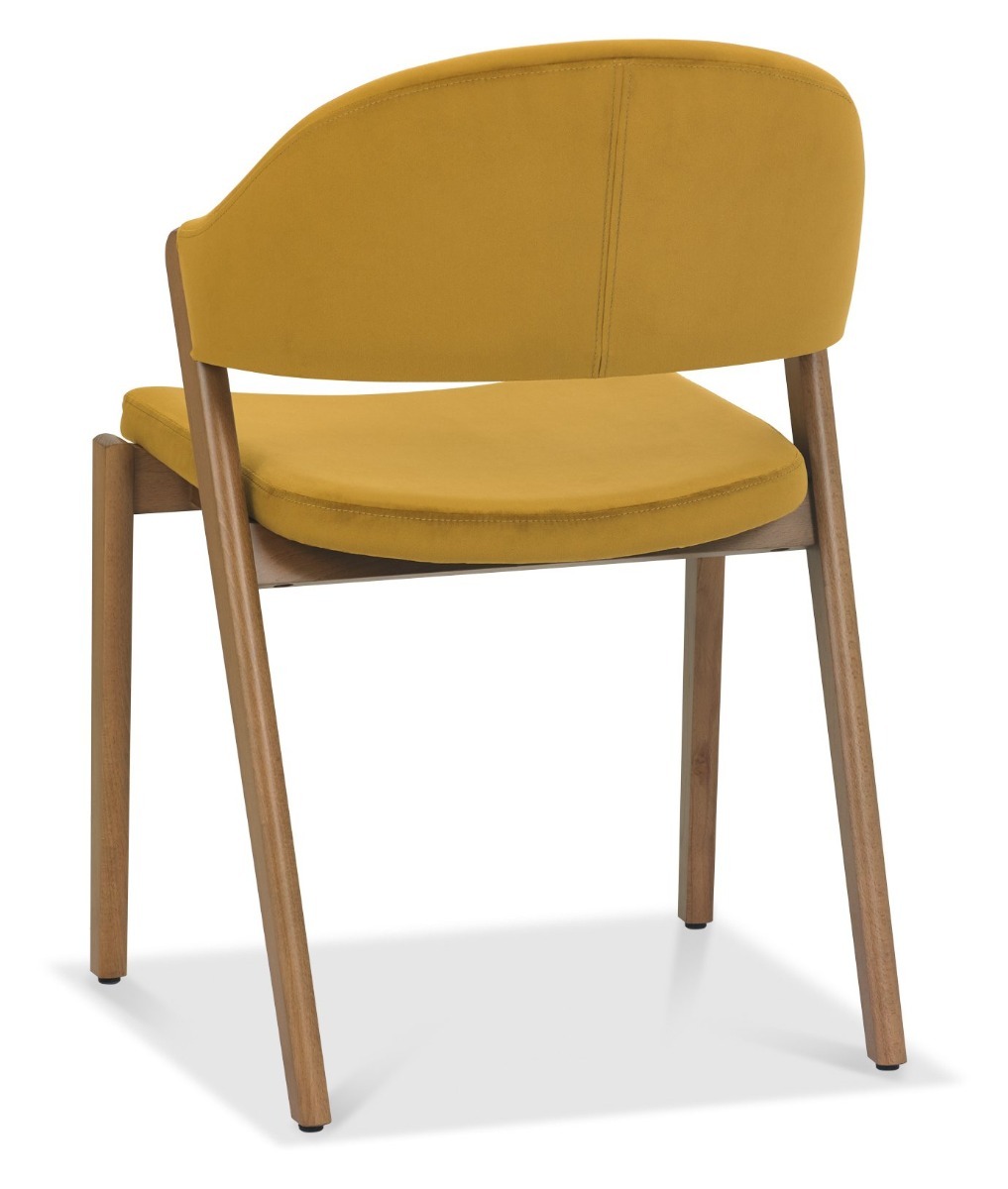 Camden Rustic Oak Upholstered Chair in a Mustard Velvet Fabric (Pair) by Bentley Designs | Style Our Home