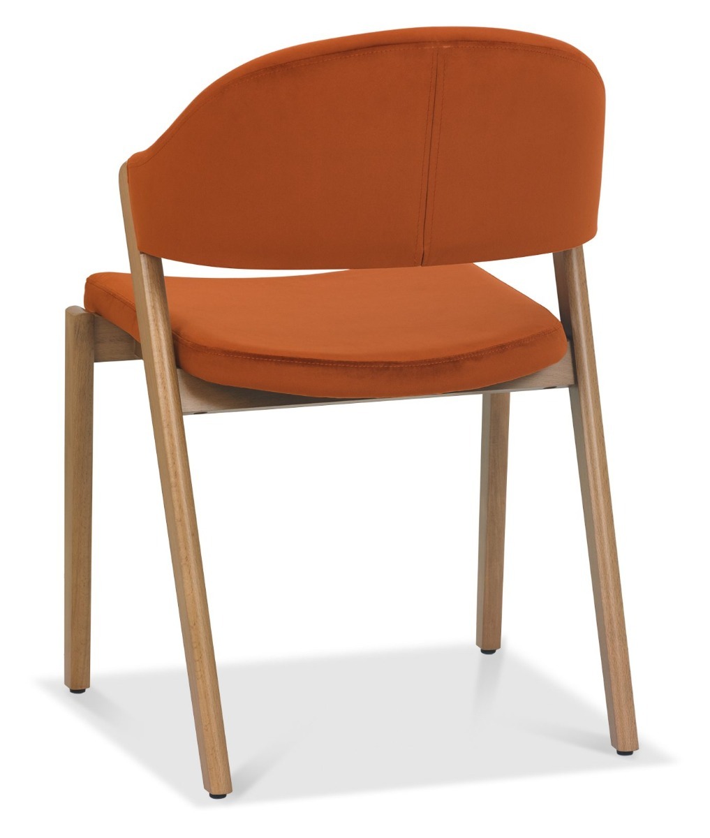 Camden Rustic Oak Upholstered Chair in a Rust Velvet Fabric (Pair) by Bentley Designs | Style Our Home