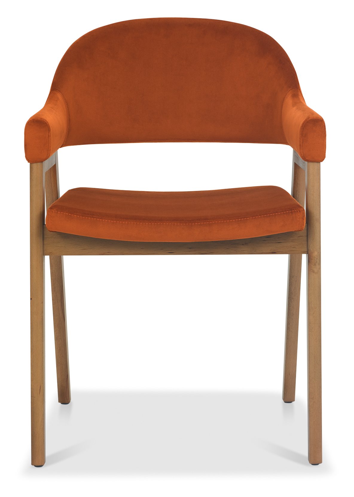 Camden Rustic Oak 4-6 Seater Table & 4 Arm Chairs in Rust Velvet by Bentley Designs | Style Our Home