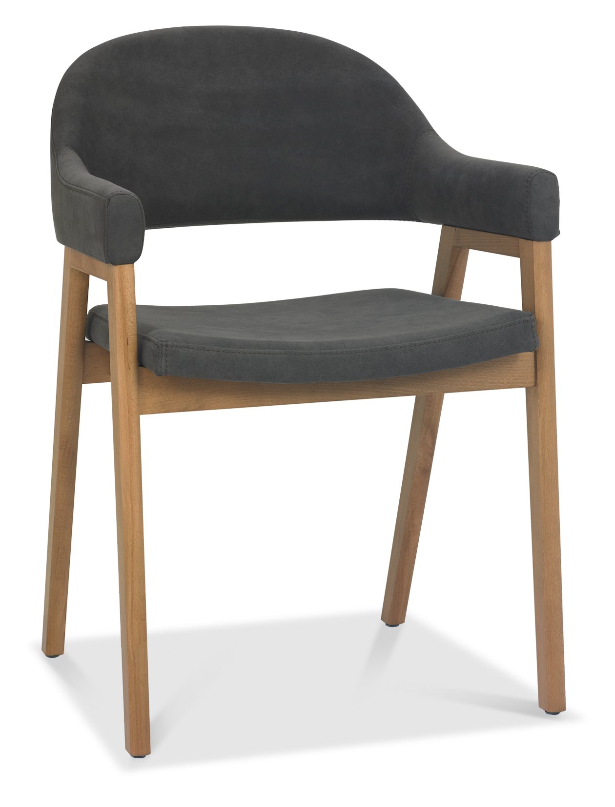 Camden Rustic Oak 4-6 Seater Table & 4 Arm Chairs in Dark Grey Fabric by Bentley Designs | Style Our Home