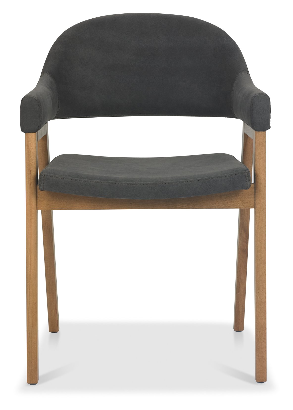 Camden Rustic Oak 4-6 Seater Table & 4 Arm Chairs in Dark Grey Fabric by Bentley Designs | Style Our Home