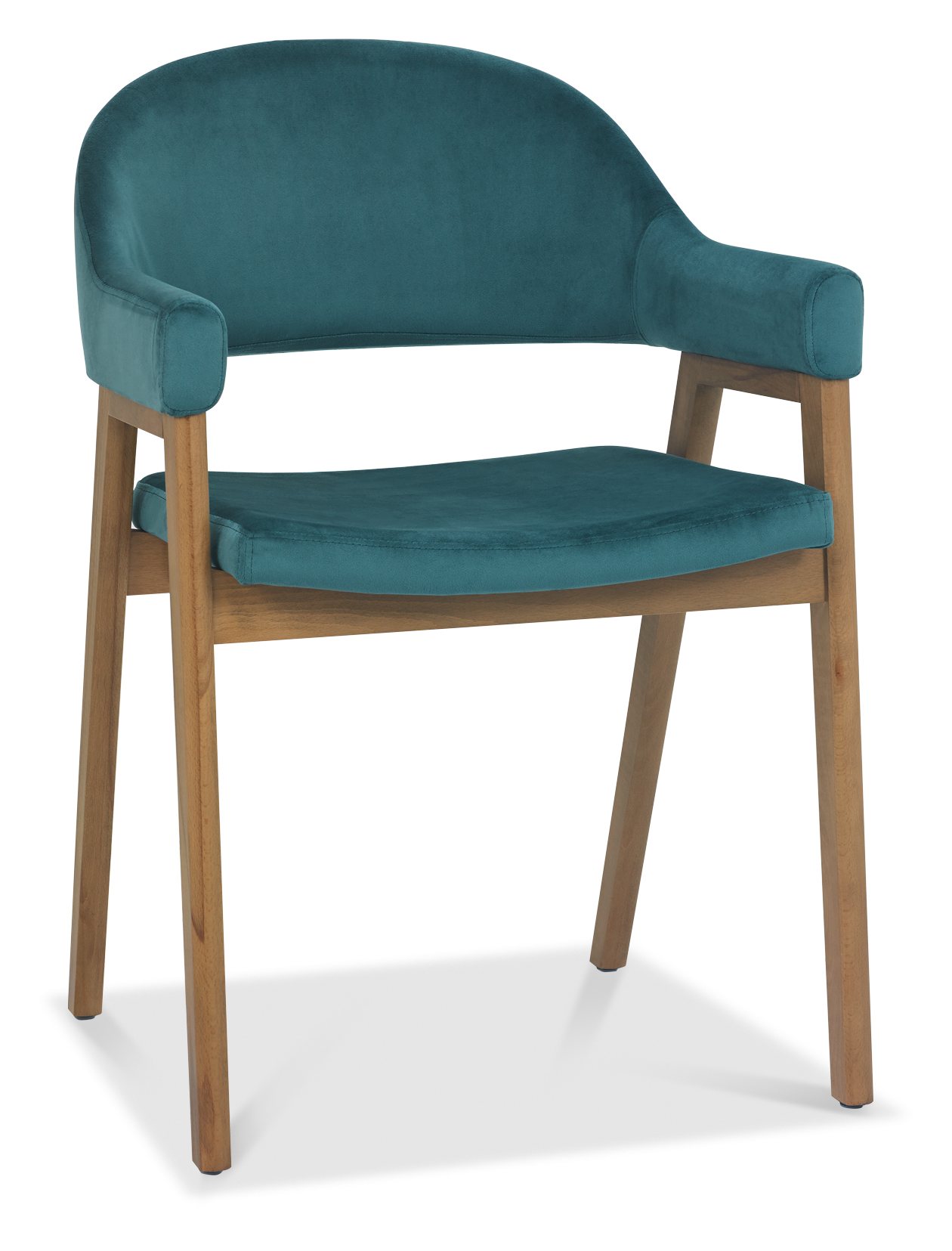 Camden Rustic Oak 4-6 Seater Table & 2 Arm Chairs inzure Velvet & Small Bench by Bentley Designs | Style Our Home