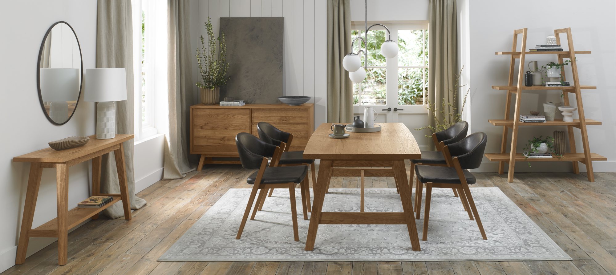 Camden Rustic Oak 4-6 Seater Table & 4 Side Chairs in Old West Vintage by Bentley Designs | Style Our Home