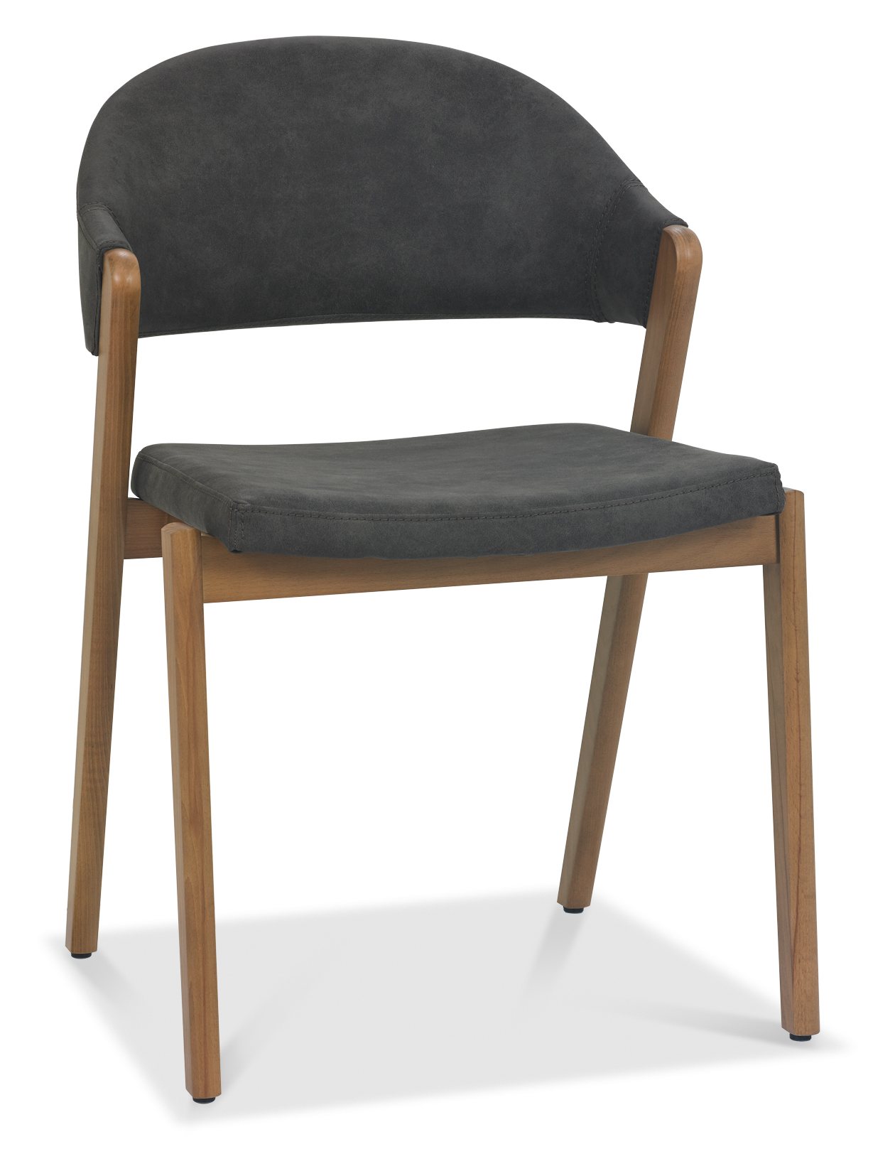 Camden Rustic Oak 4-6 Seater Table & 2 Side Chairs in Dark Grey Fabric & Small Bench by Bentley Designs | Style Our Home