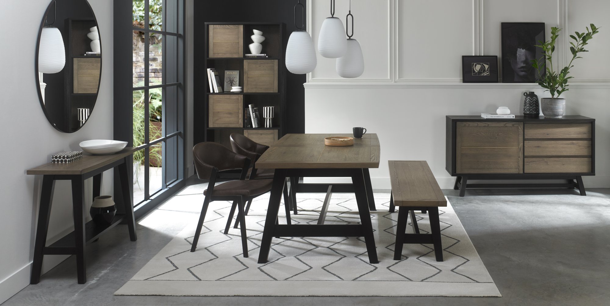 Camden Weathered Oak 4-6 Seater Table & 2 Side Chairs in Old West Vintage & Small Bench by Bentley Designs | Style Our Home