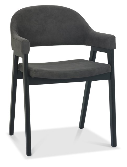 Camden Weathered Oak & Peppercorn 6-8 Seater Table & 6 Arm Chairs in Dark Grey Fabric by Bentley Designs | Style Our Home