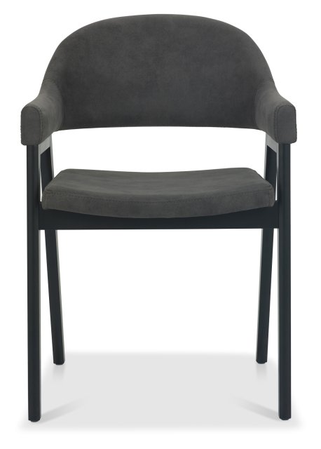 Camden Weathered Oak & Peppercorn 6-8 Seater Table & 6 Arm Chairs in Dark Grey Fabric by Bentley Designs | Style Our Home