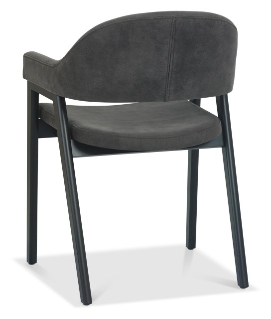 Camden Weathered Oak & Peppercorn 6-8 Seater Table & 6 Arm Chairs in Dark Grey Fabric by Bentley Designs | Style Our Home