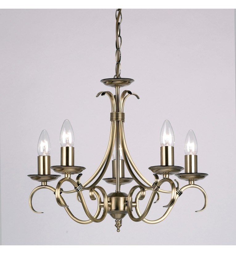 Bernice 5 Pendant Light Antique Brass